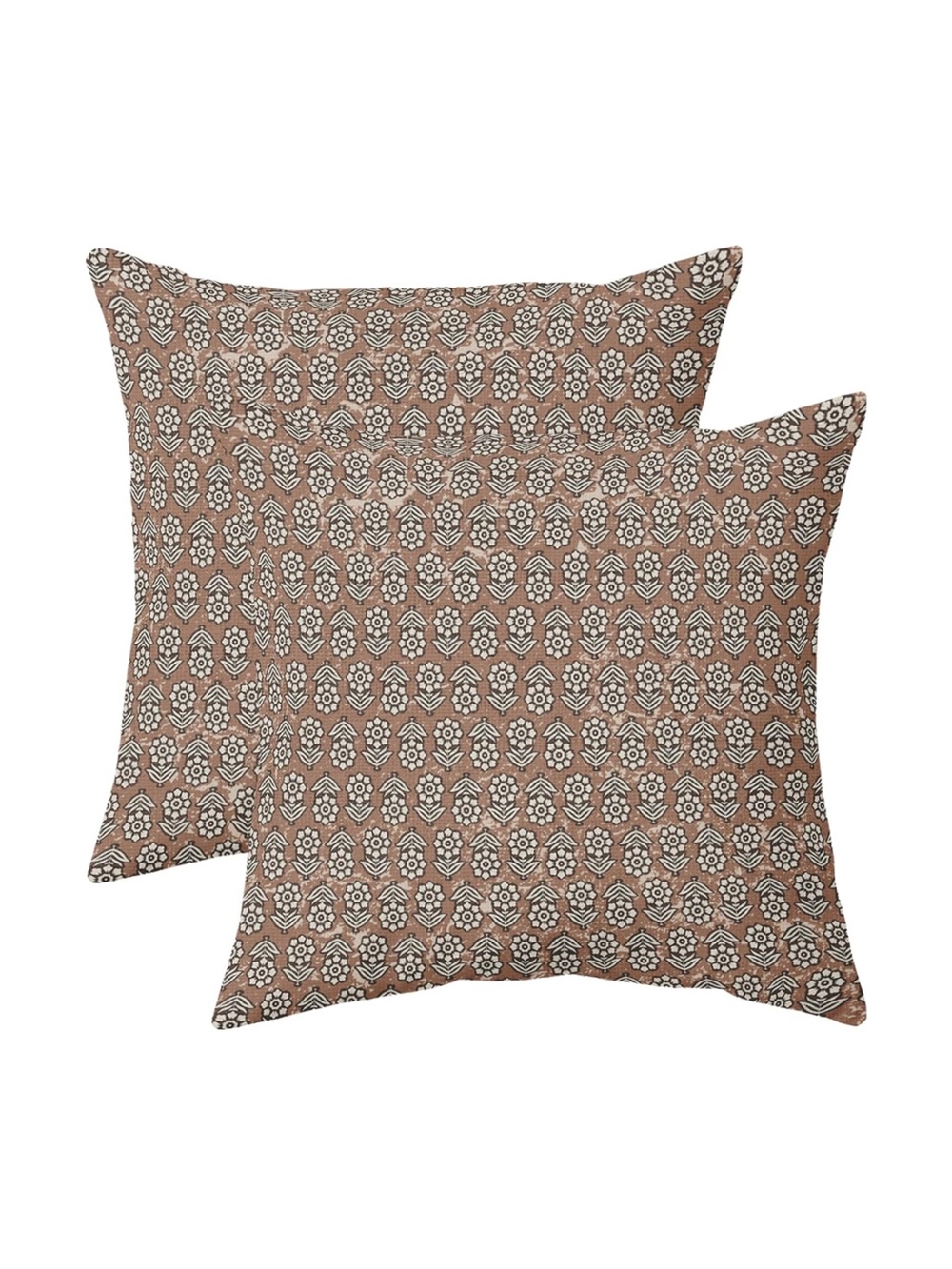 Brown Floral Block Print pillow covers